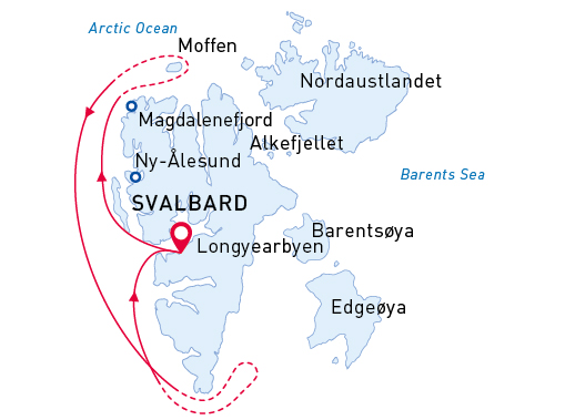 West Svalbard & Polar Ice Edge map route
